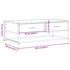 Tavolino Salotto Nero 100x50x35 cm Legno Multistrato e Metallo
