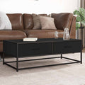 Tavolino Salotto Nero 100x50x35 cm Legno Multistrato e Metallo