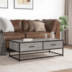 Tavolino Salotto Grigio Sonoma 100x50x35cm Multistrato Metallo