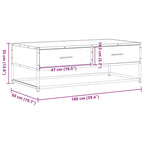 Tavolino Salotto Grigio Sonoma 100x50x35cm Multistrato Metallo