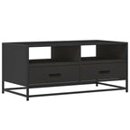 Tavolino Salotto Nero 100x50x45 cm Legno Multistrato e Metallo