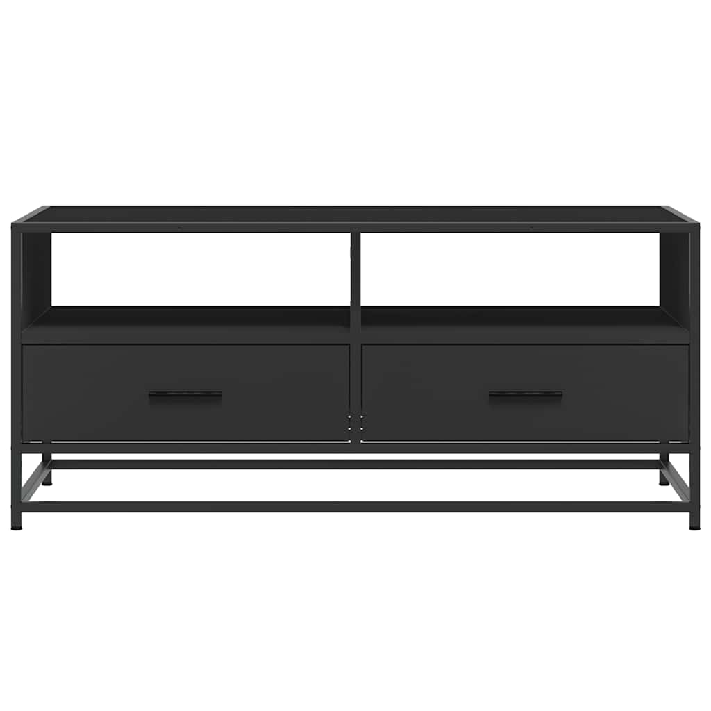 Tavolino Salotto Nero 100x50x45 cm Legno Multistrato e Metallo