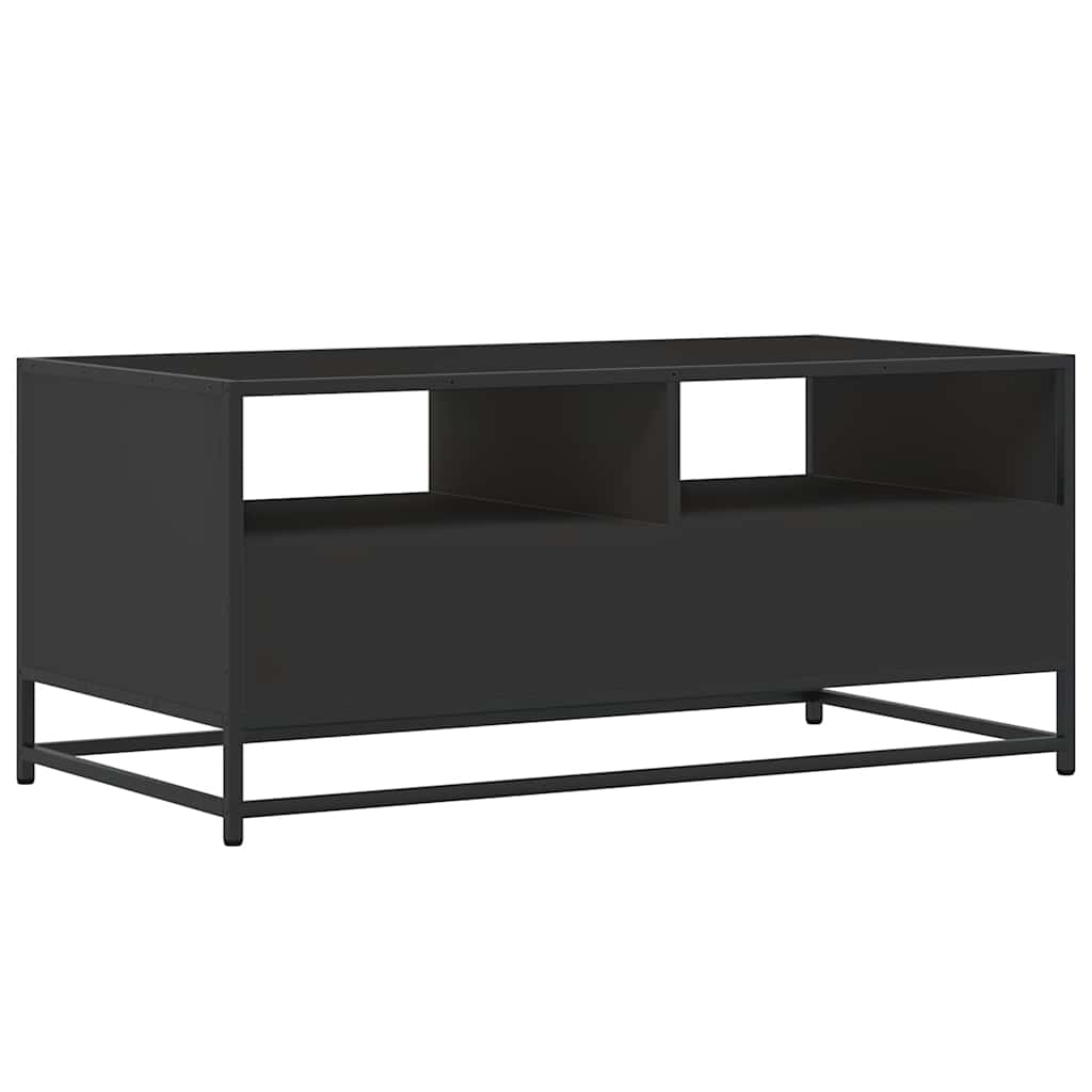 Tavolino Salotto Nero 100x50x45 cm Legno Multistrato e Metallo