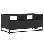 Tavolino Salotto Nero 100x50x45 cm Legno Multistrato e Metallo