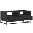 Tavolino Salotto Nero 100x50x45 cm Legno Multistrato e Metallo