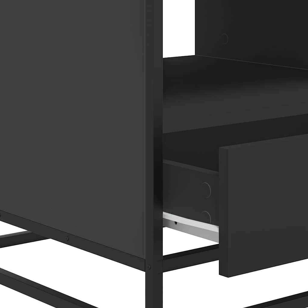 Tavolino Salotto Nero 100x50x45 cm Legno Multistrato e Metallo