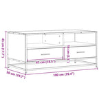 Tavolino Salotto Nero 100x50x45 cm Legno Multistrato e Metallo