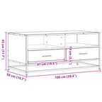 Tavolino Rovere Sonoma 100x50x45 cm Legno Multistrato e Metallo