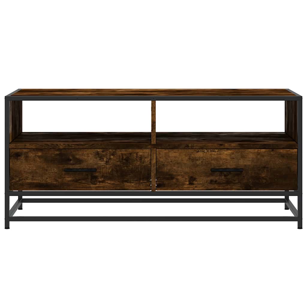 Tavolino Rovere Fumo 100x50x45cm in Legno Multistrato e Metallo