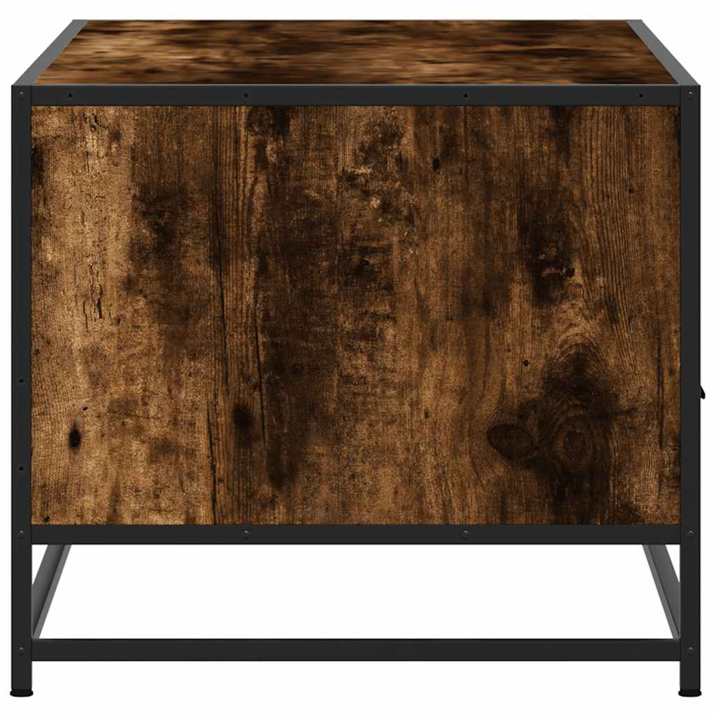 Tavolino Rovere Fumo 100x50x45cm in Legno Multistrato e Metallo