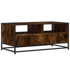 Tavolino Rovere Fumo 100x50x45cm in Legno Multistrato e Metallo