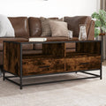 Tavolino Rovere Fumo 100x50x45cm in Legno Multistrato e Metallo