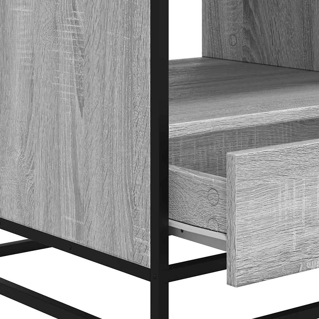 Tavolino Grigio Sonoma 100x50x45 cm Legno Multistrato e Metallo
