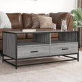 Tavolino Grigio Sonoma 100x50x45 cm Legno Multistrato e Metallo