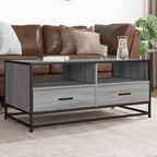 Tavolino Grigio Sonoma 100x50x45 cm Legno Multistrato e Metallo
