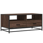 Tavolino Rovere Marrone 100x50x45cm Legno Multistrato e Metallo