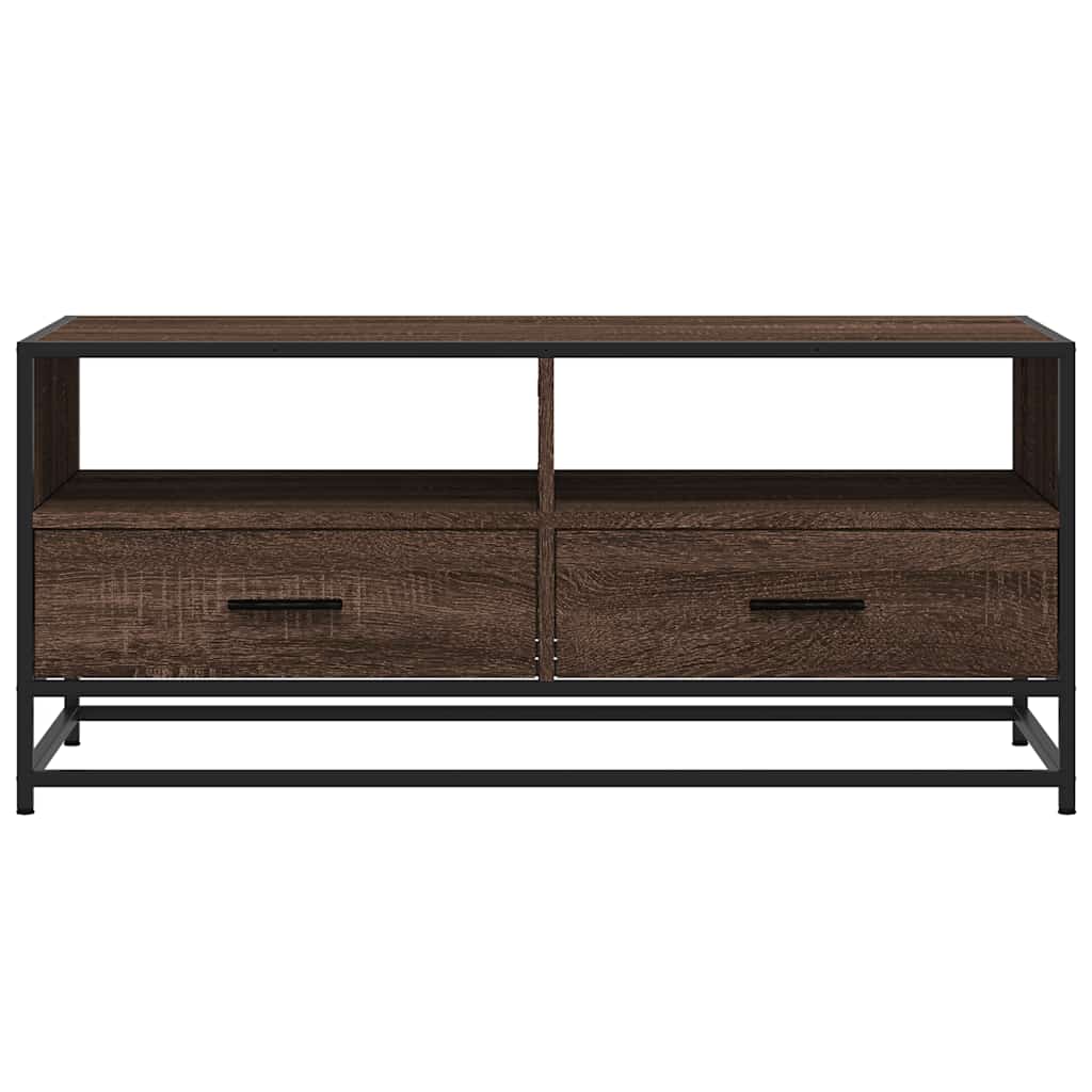 Tavolino Rovere Marrone 100x50x45cm Legno Multistrato e Metallo