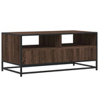Tavolino Rovere Marrone 100x50x45cm Legno Multistrato e Metallo