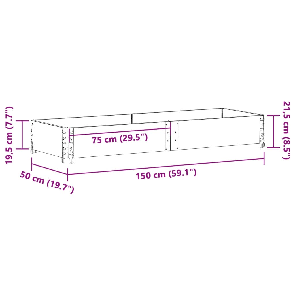 Fioriera da Giardino Grigia 150x50 cm Legno Massello di Pino