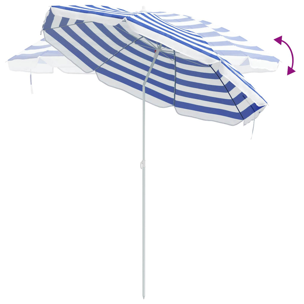 Ombrellone da Spiaggia Blu e Bianco 206 x 206 x 212 cm