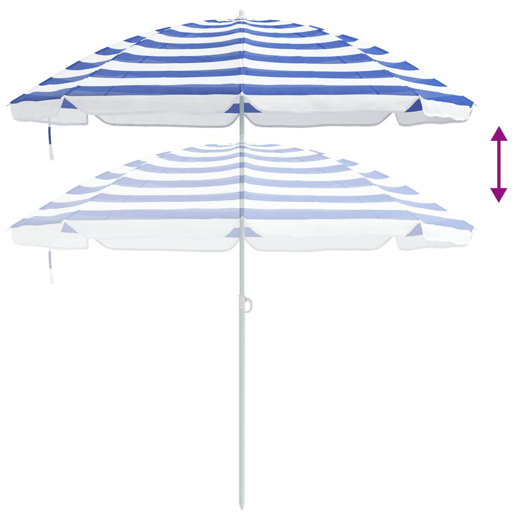Ombrellone da Spiaggia Blu e Bianco 206 x 206 x 212 cm