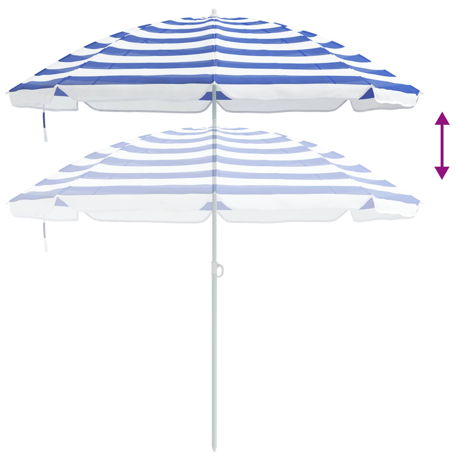 Ombrellone da Spiaggia Blu e Bianco 206 x 206 x 212 cm