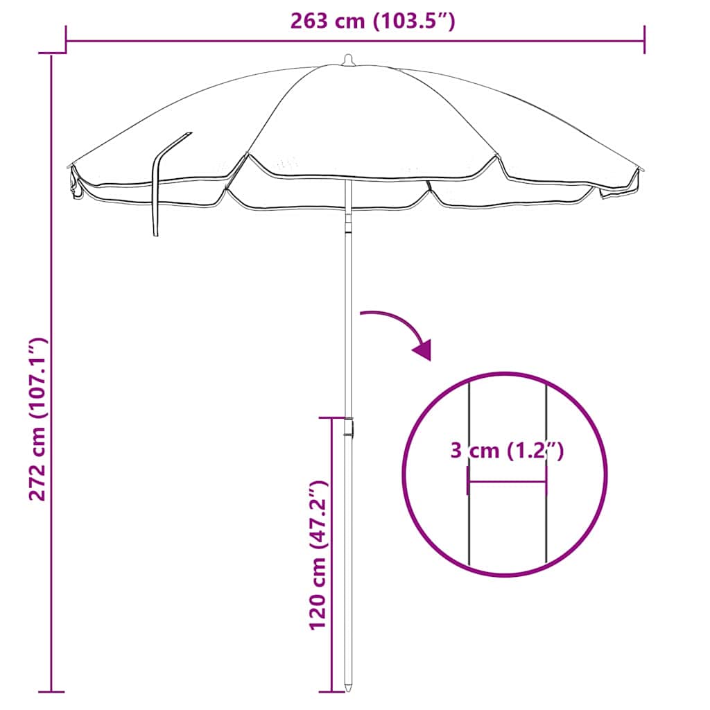 Ombrellone da Spiaggia Mimetico 263 x 263 x 272 cm