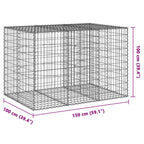 Cesto Gabbione con Copertura 150x100x100 cm in Ferro Zincato