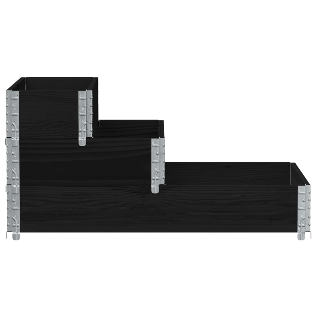 Fioriera Rialzata a 3 Livelli Nera 120x80 cm Legno di Pino