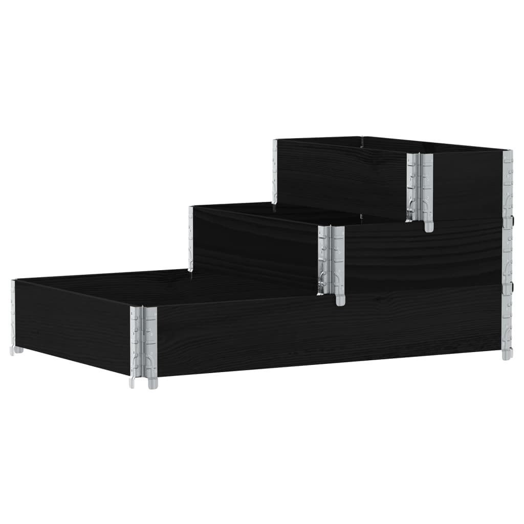 Fioriera Rialzata a 3 Livelli Nera 120x80 cm Legno di Pino