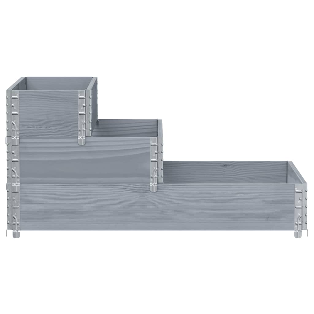 Fioriera Rialzata a 3 Livelli Grigia 120x80 cm Legno di Pino