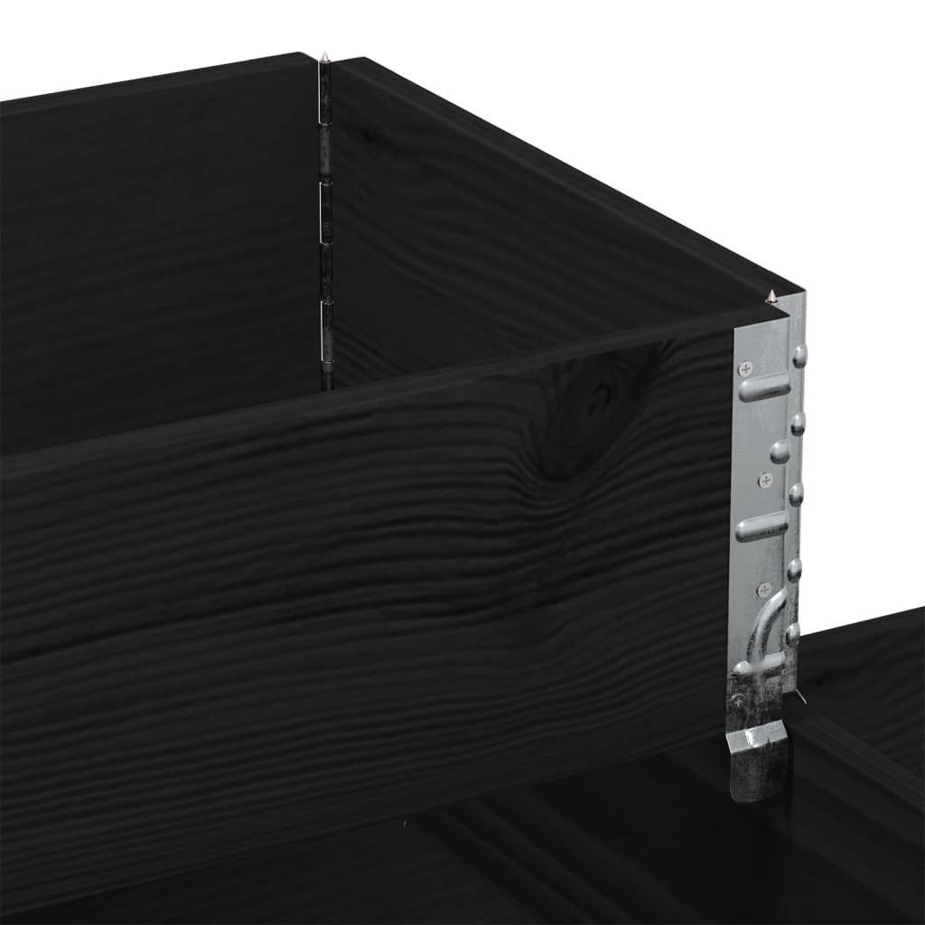 Fioriera Rialzata a 3 Livelli Nera 120x80 cm Legno di Pino