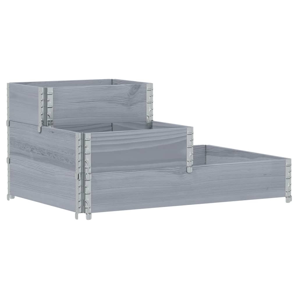 Fioriera Rialzata a 3 Livelli Grigia 120x80 cm Legno di Pino