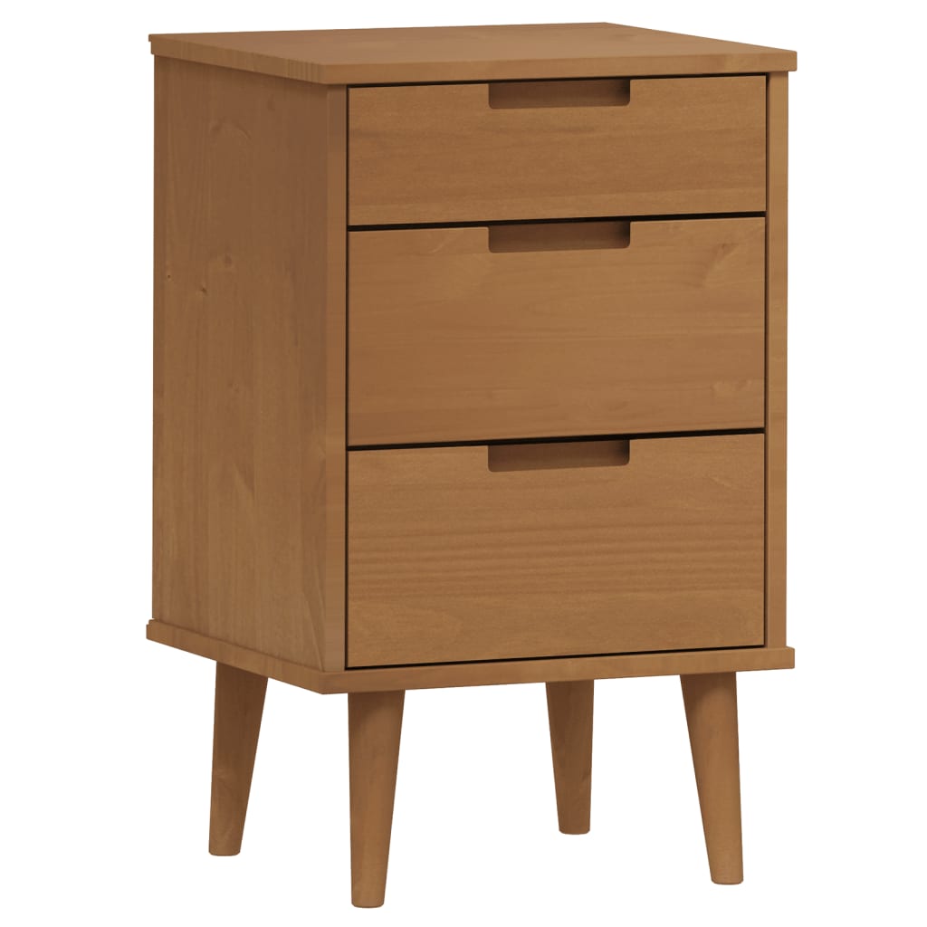 Comodino Marrone MOLDE 40x35x65 cm in Legno Massello di Pino