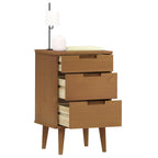Comodino Marrone MOLDE 40x35x65 cm in Legno Massello di Pino