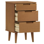 Comodino Marrone MOLDE 40x35x65 cm in Legno Massello di Pino