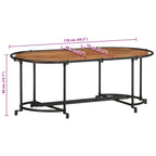 Tavolino da Salotto 110x55x40 cm in Legno Massello di Acacia