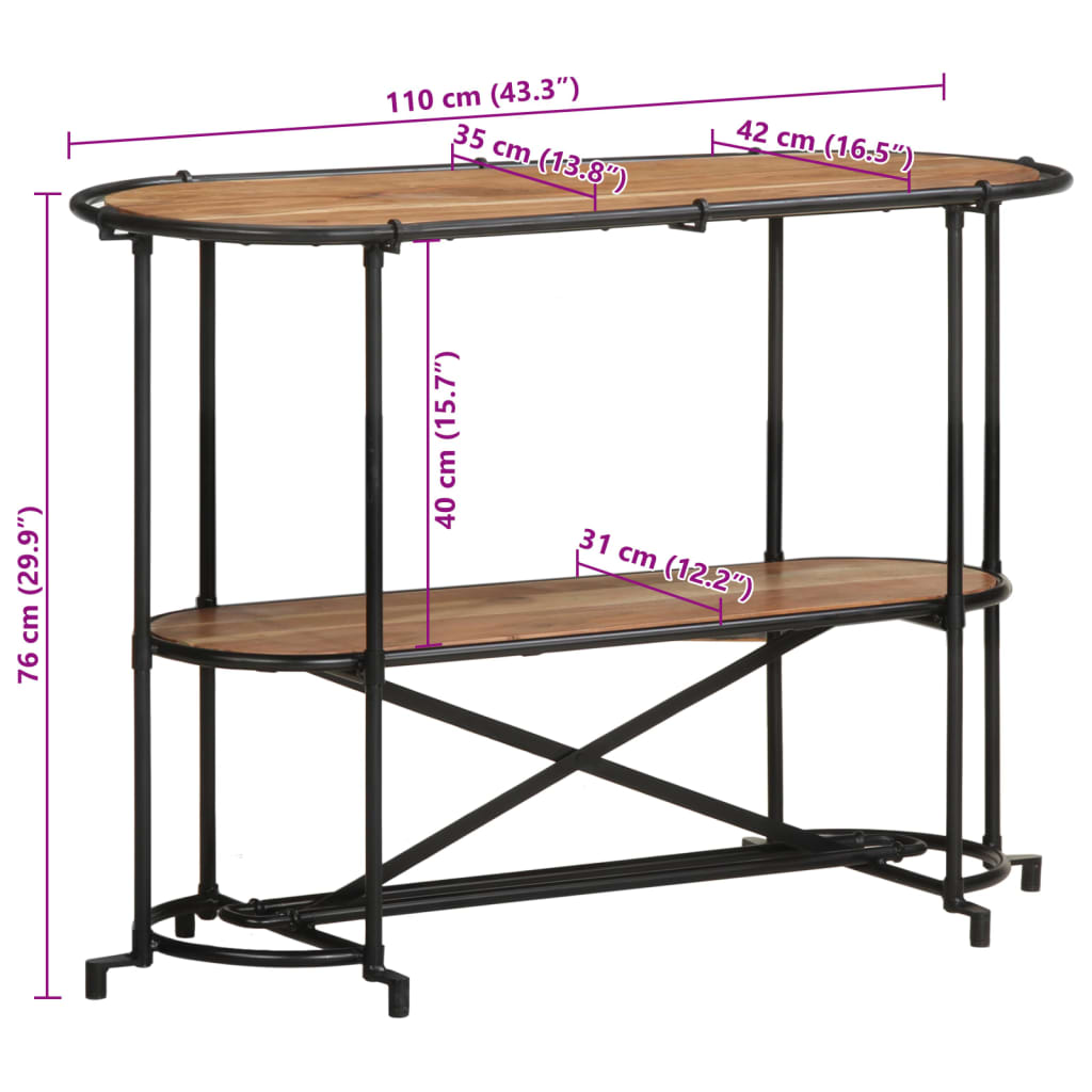 Tavolo Consolle 110x42x76 cm in Legno Massello di Acacia