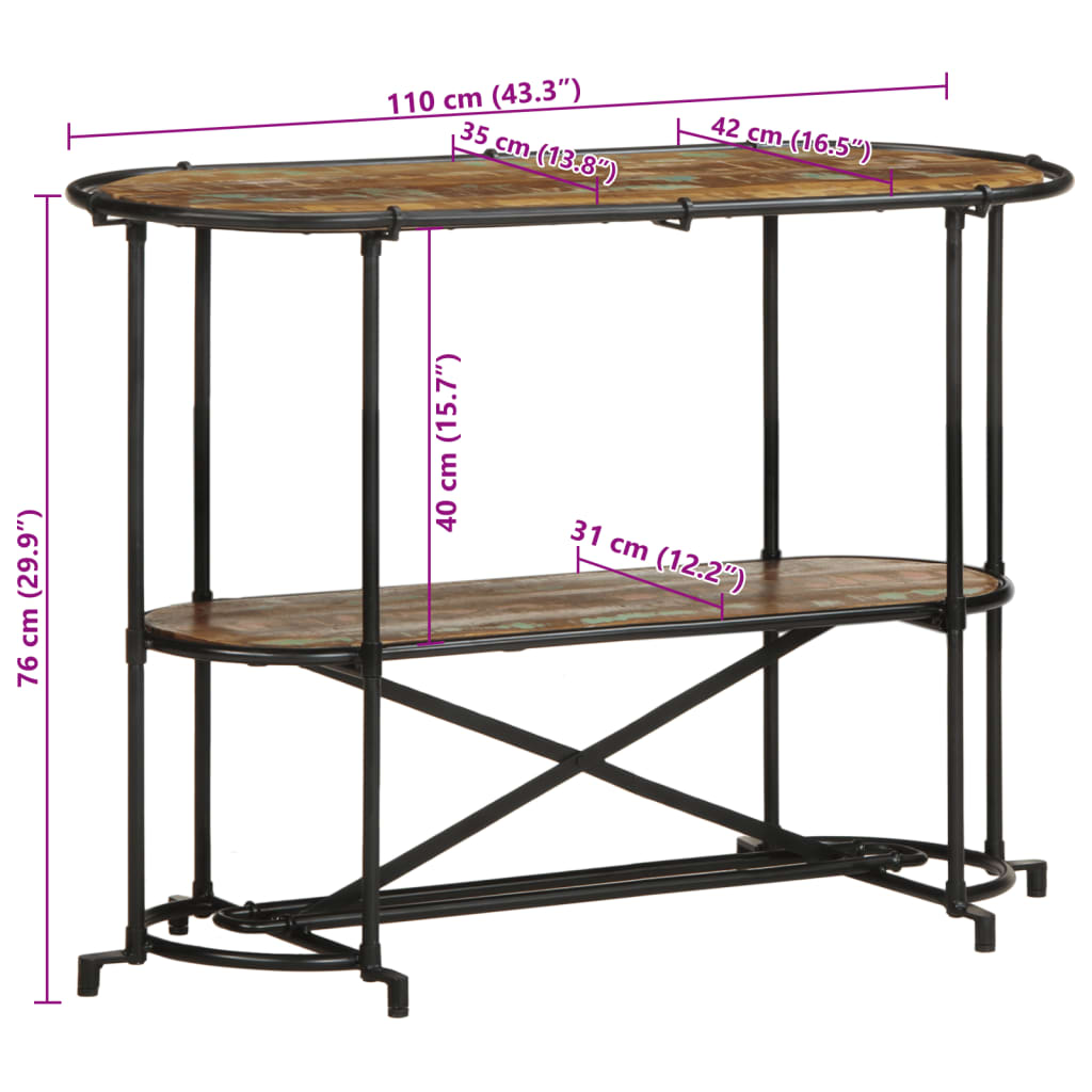 Tavolo Consolle 110x42x76 cm in Legno Massello di Recupero