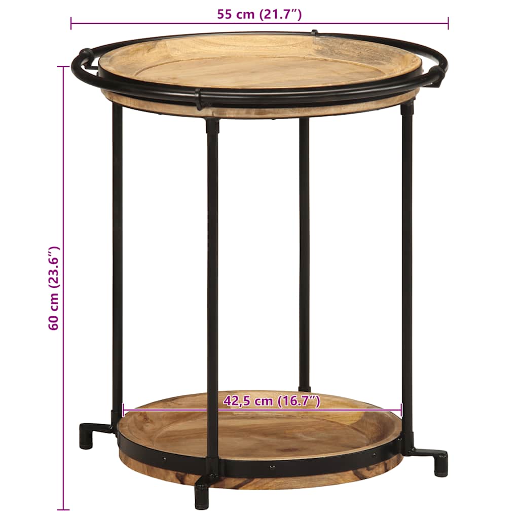 Tavolino da Salotto Ø55x60 cm in Legno Massello di Mango