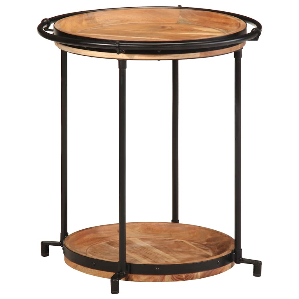 Tavolino Ø55x60 cm in Legno Massello di Acacia