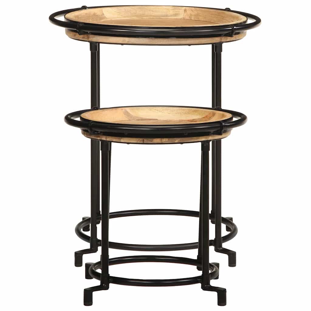 Set Tavolino 2 pz in Legno Massello di Mango