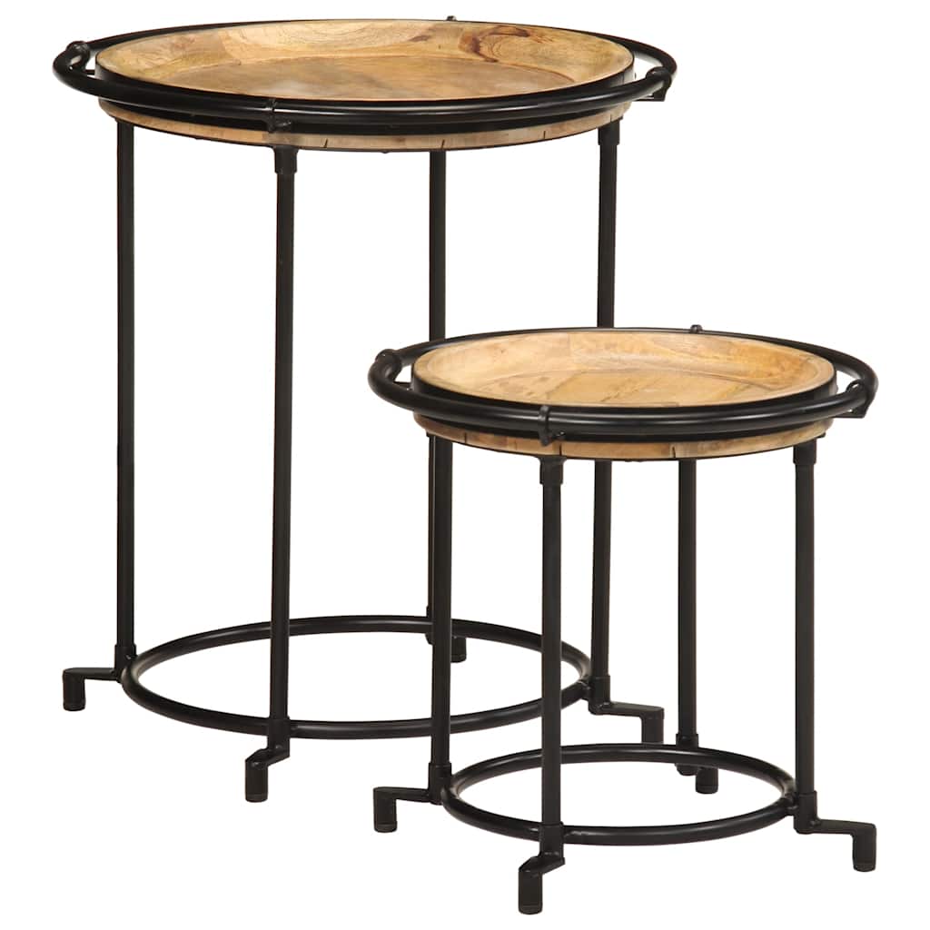 Set Tavolino 2 pz in Legno Massello di Mango