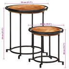 Set Tavolino 2 pz in Legno Massello di Acacia