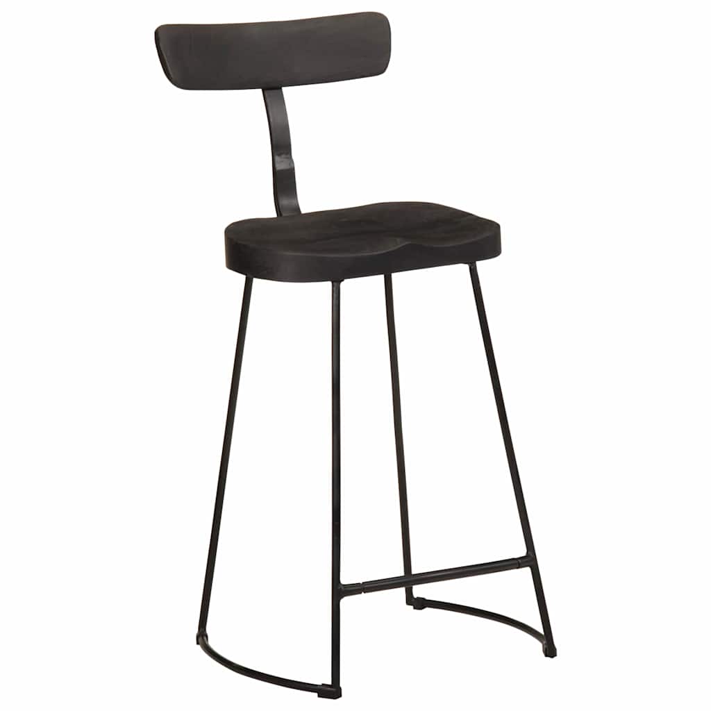 Sgabelli da Bar 2 pz Neri 49x43x88 cm Legno Massello di Mango