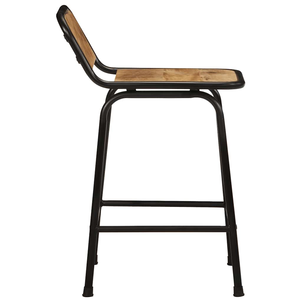 Sgabelli da Bar 2 pz 46x35,5x70 cm Legno Massello Grezzo Mango