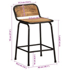 Sgabelli da Bar 2 pz 46x35,5x70 cm Legno Massello Grezzo Mango