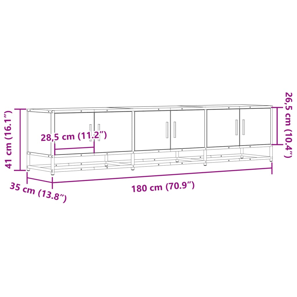 Mobile Porta TV Grigio Sonoma 180x35x41 cm in Truciolato