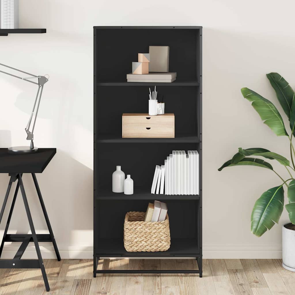 Libreria Nera 60x35x139 cm in Truciolato