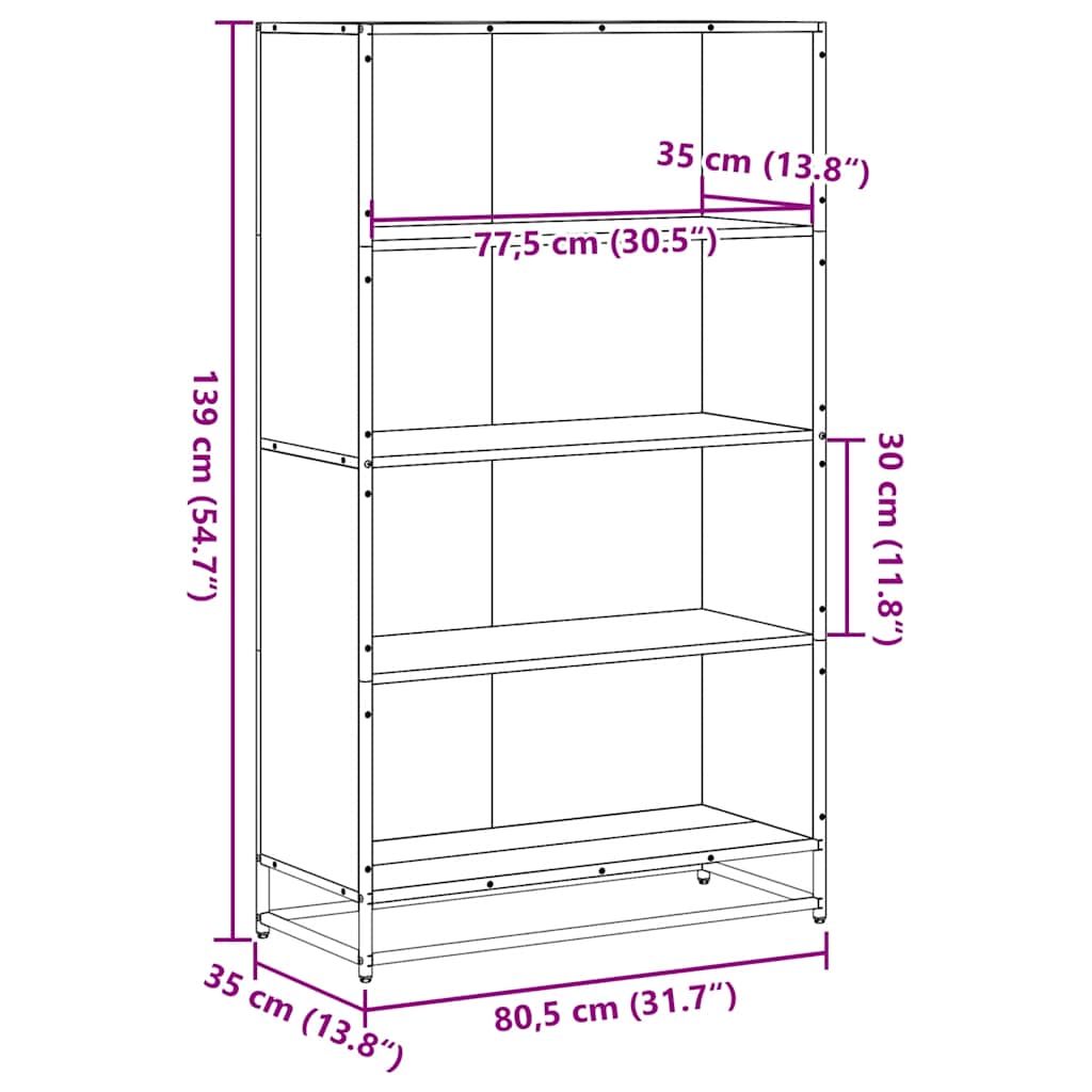 Libreria Rovere Sonoma 80,5x35x139 cm in Truciolato